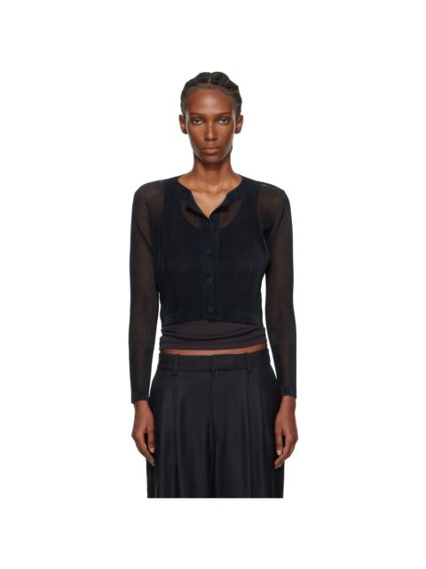 Pleats Please Issey Miyake Black Tatami April Cardigan