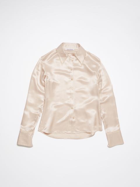 Silk blend button-up shirt - Pebble beige