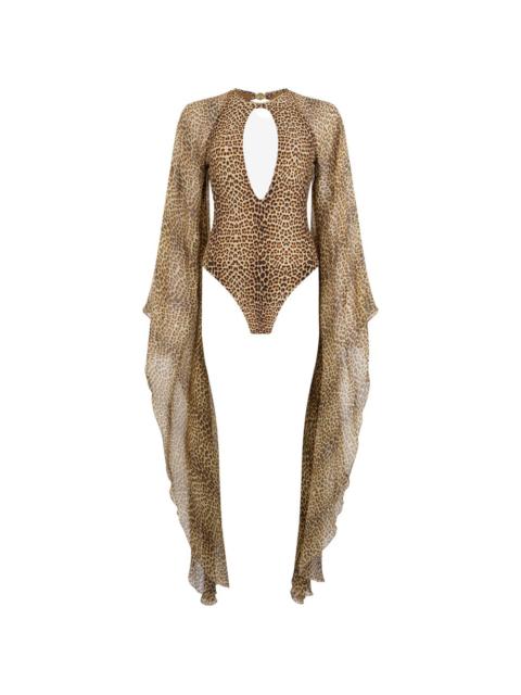 Roberto Cavalli long-sleeve open-back swimsuit