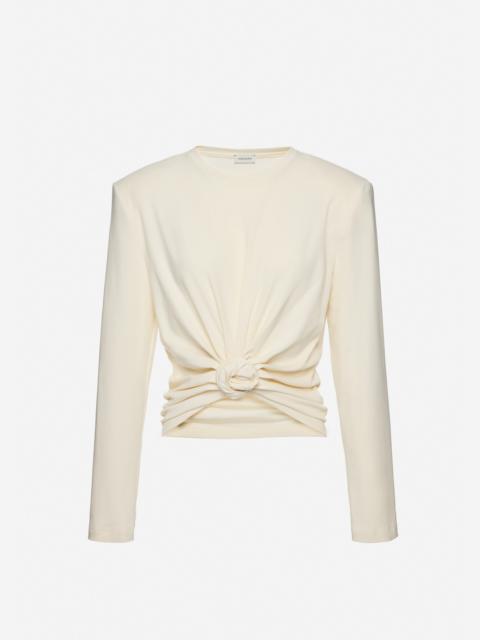 MAGDA BUTRYM Knotted longsleeve jersey blouse in cream