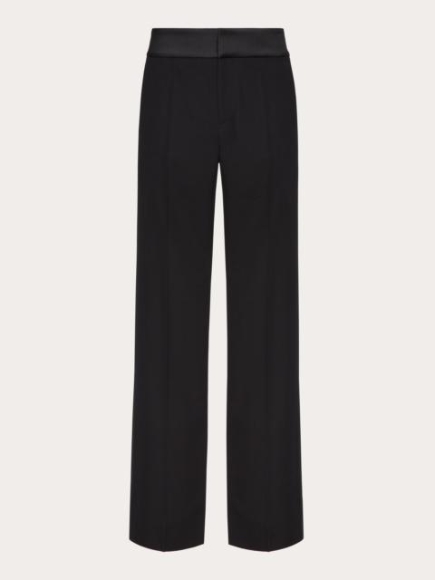 WOOL PANTS WITH BELT AND SATIN SIDE BANDS
