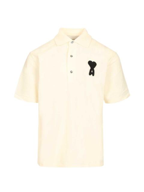 AMI Paris crocheted logo-appliqué polo shirt
