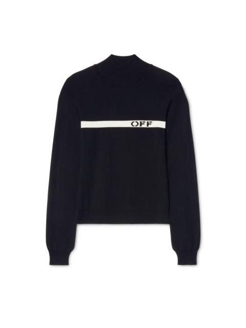 Off-White Black Logo Stripe L/s Mockneck
