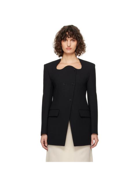 RECTO Black RC Signature Curved Neck Long Blazer