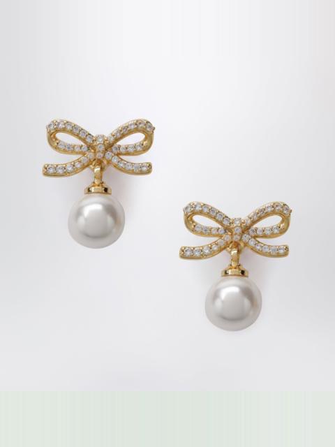 self-portrait Bow earrings with pearls in gold-plated brass