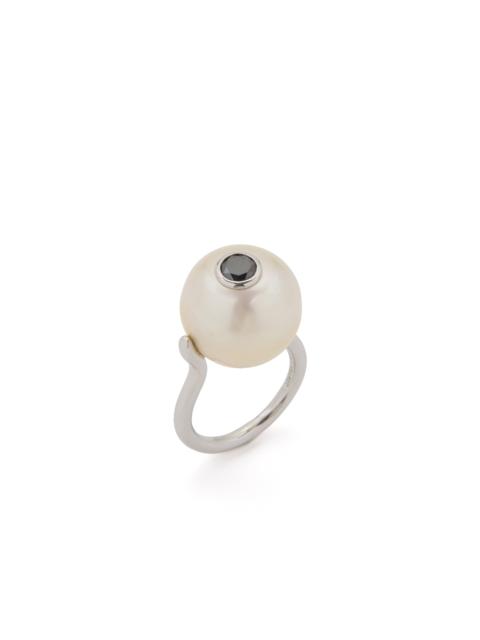 GABRIELA HEARST Pearl Ring in Platinum & Black Diamond