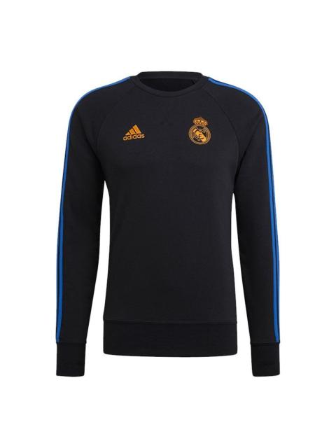 adidas Men's adidas Real Swt Top Woven Real Madrid Team Logo Soccer/Football Round Neck Sports Black GU9706