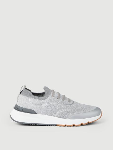 Brunello Cucinelli Techno cotton knit runners with heat-bonded details