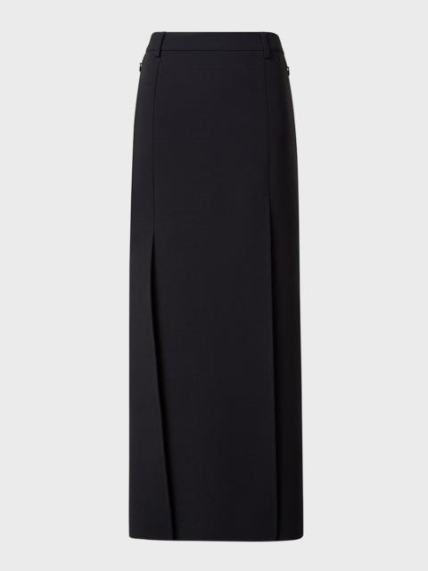 AKRIS Double-Face Wool Midi Skirt with Irregular Slits