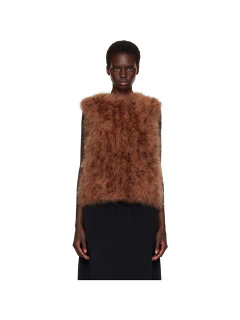 Yves Salomon Tan Cropped Feather Gilet Vest