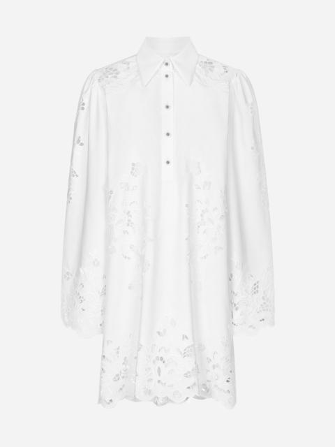 Cotton shirt dress with cut-out detailing