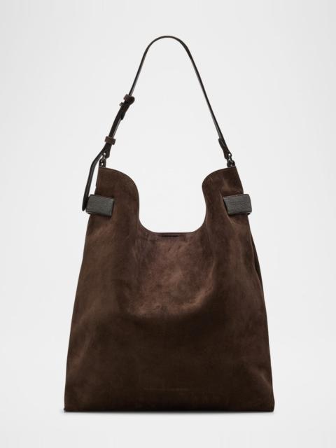 Brunello Cucinelli Essence Large Suede Hobo Bag