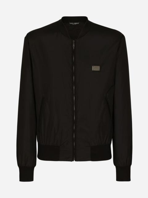 Nylon jacket with branded tag