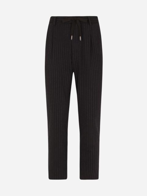 Dolce & Gabbana Stretch pinstripe wool jogging pants