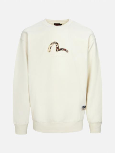 EVISU SEAGULL AND KAMON BROCADE APPLIQUÉ RELAX FIT SWEATSHIRT