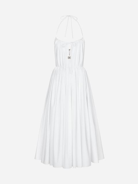 Midi cotton dress with circle skirt