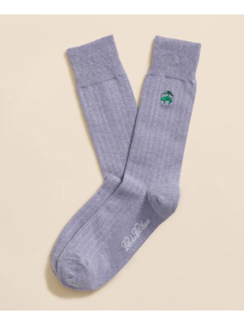 Brooks Brothers Cotton Blend Ribbed Socks with Embroidered Golden Fleece®