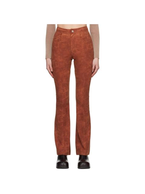 Andersson Bell Orange Paneled Faux-Leather Trousers