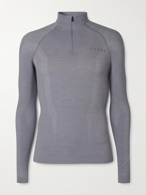 FALKE Printed Virgin Wool-Blend Jersey Half-Zip Ski Base Layer