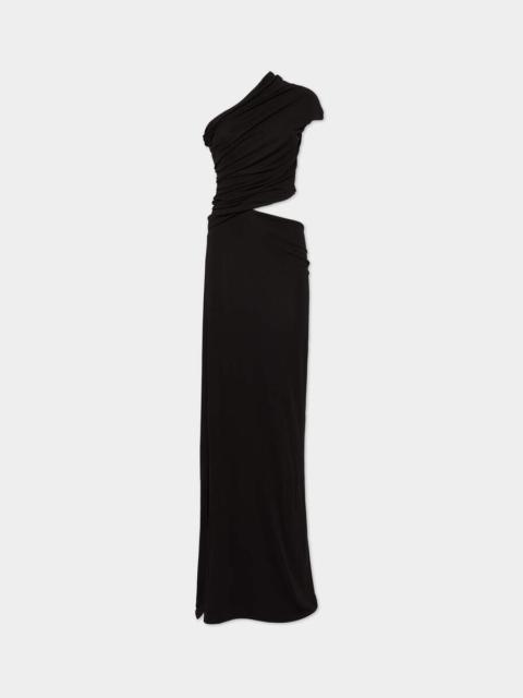 CREPE VISCOSE JERSEY ASYMMETRICAL LONG DRESS