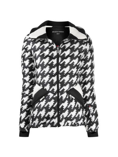 PERFECT MOMENT padded chevron jacket with houndstooth print