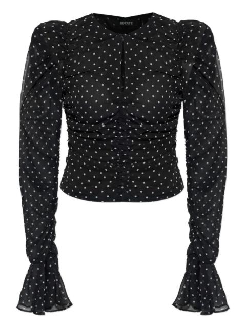 ROTATE polka-dot ruched blouse