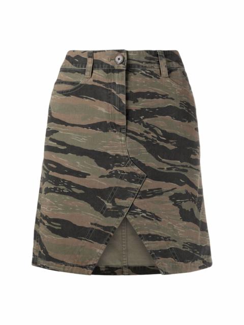 camouflage-print A-line skirt