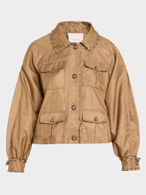 Cinq à Sept Rhinestone Chain Utility Jacket