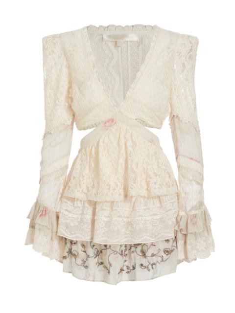 LoveShackFancy Women's Karine Cut-Out Lace Minidress - Magnolia Tea