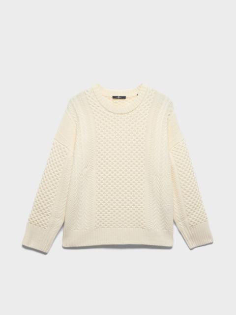 7 For All Mankind FISHERMAN CREWNECK SWEATER in Merino Wool