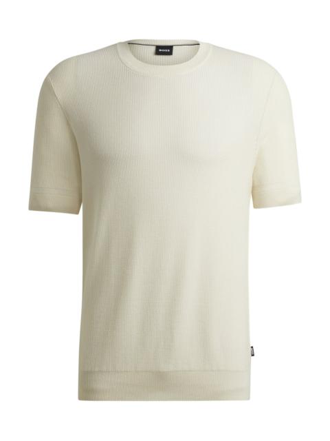 BOSS REGULAR-FIT SWEATER WITH SHORT SLEEVES AND LOGO FLAG