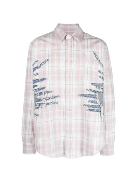 Y/Project whisker-embroidered check shirt
