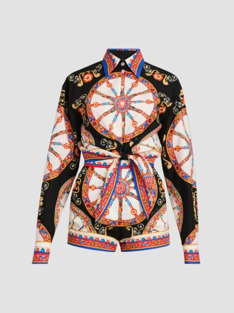Dolce & Gabbana Women's Printed Cotton Tie-Front Shirt - Variante Abbinata