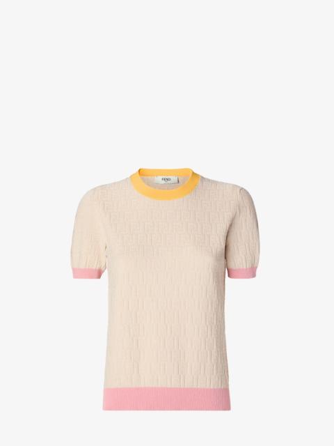 FENDI Sweater Light beige cotton and silk sweater