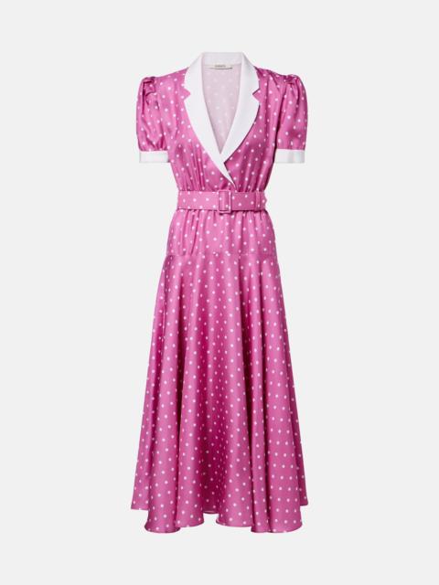 RODARTE Belted polka-dot silk twill midi dress