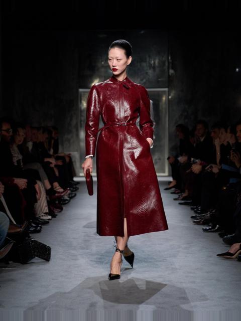 TOM FORD PRINTED LEATHER AND WASHED DUCHESSE BIKER COAT