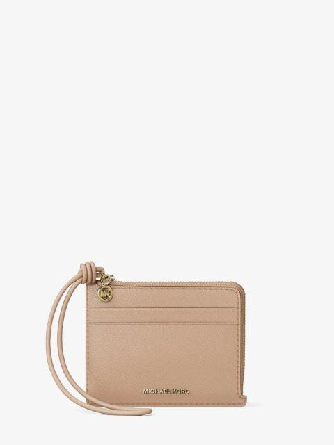 MICHAEL KORS Jet Set Small Pebbled Leather Card Case Wristlet