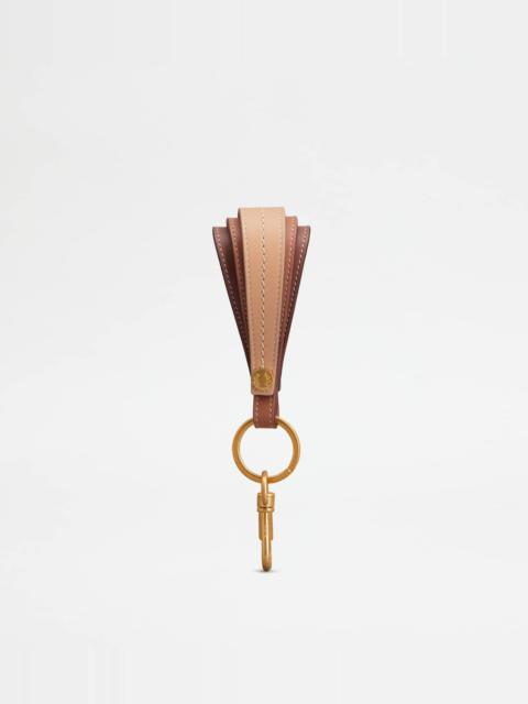 Tod's KEY HOLDER IN LEATHER - BEIGE, PINK, BROWN