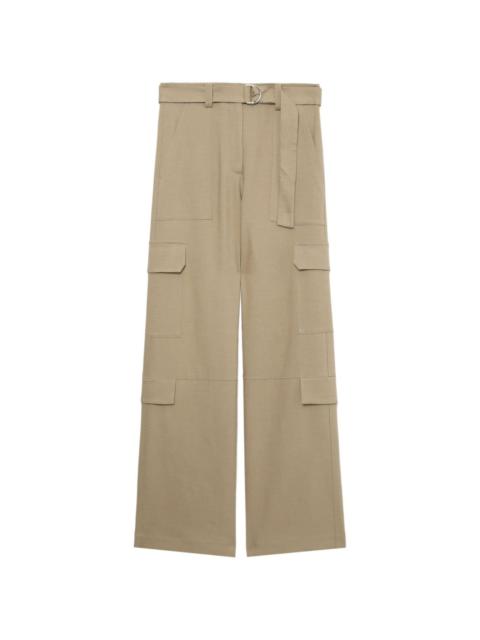 belted woven cargo trousers
