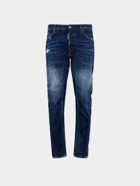 DSQUARED2 MEDIUM RED SPOT WASH BIKER JEANS