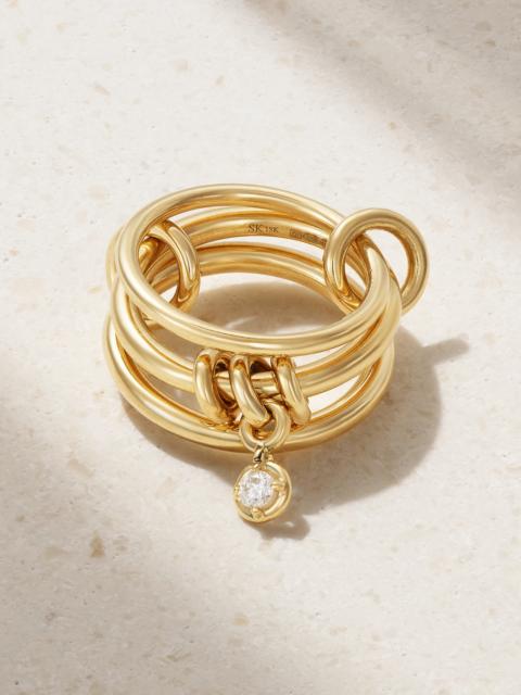 Spinelli Kilcollin Piera Set Of Three 18-karat Gold Diamond Rings