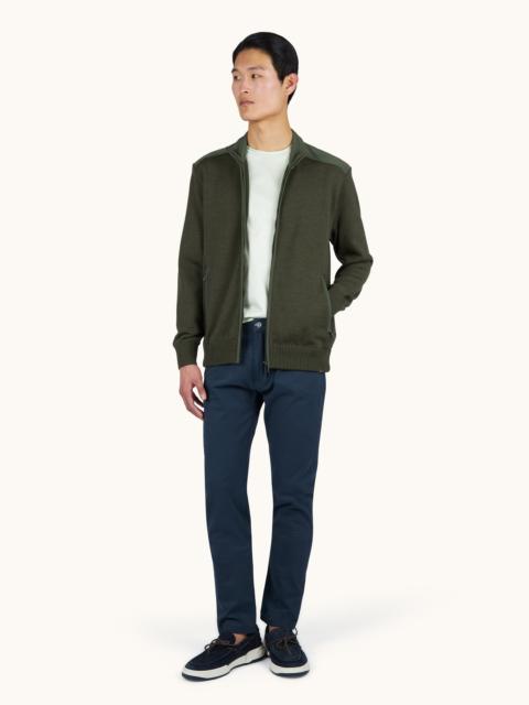 Paul & Shark ZIP-UP SWEATER IN SOFT COOL TOUCH WOOL WITH TYPHOON® RE-4X4 STRETCH DETAILS