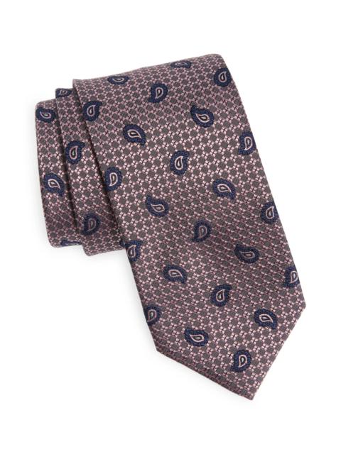 Brioni Paisley Silk Jacquard Tie in Roseate/Navy