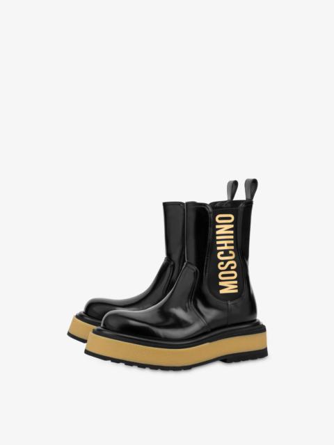 Moschino ELASTIC LOGO CALFSKIN BEATLE BOOTS