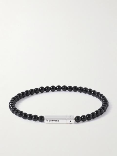le gramme 11g Sterling Silver and Onyx Beaded Bracelet