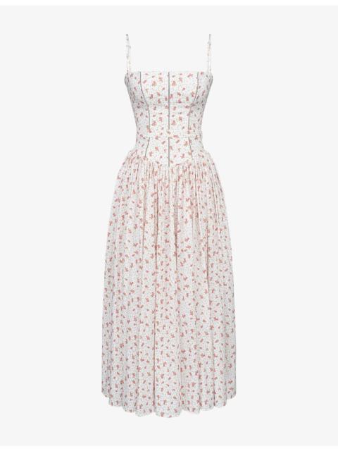 House of CB Ysabella Floral-Print Cotton Midi Dress