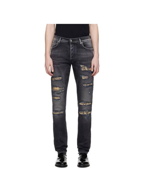 AMIRI Black Snake Thrasher Skinny Jeans