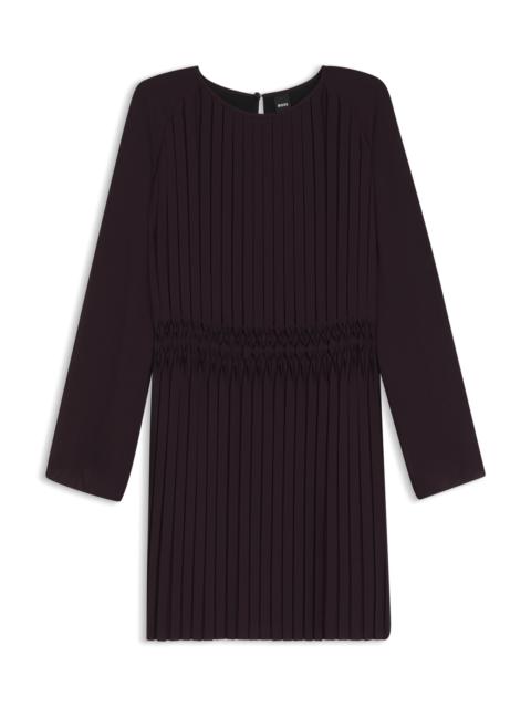 BOSS PLISSÉ DRESS WITH SMOCKED WAISTBAND