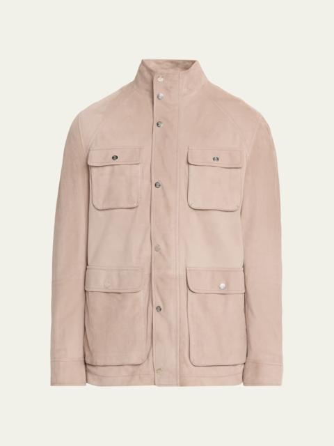 Brunello Cucinelli Men's Nubuck Leather Four-Pocket Safari Jacket