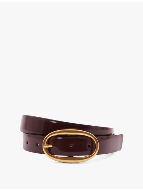 REISS Drew oval-buckle patent-leather belt